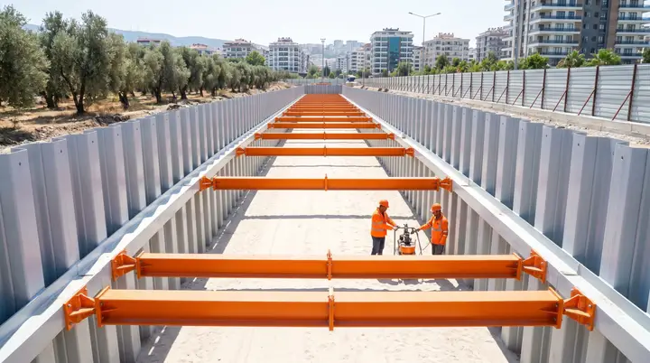 Antalya Palplanş: kanal hattında palplanş iksa